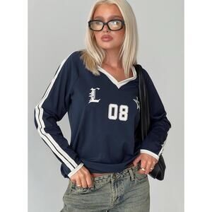 NWT Princess Polly Women’s Spectate Top Long Sleeve Navy Lioness XL Stain New